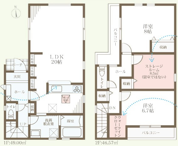 山電藤江駅徒歩６分　駐車２台　明石市藤が丘４期　新築戸建の間取り