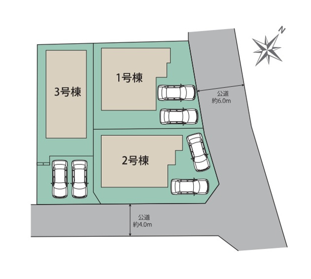 【区画図】 | 大野城市乙金東3丁目　2号棟（全3棟）【仲介手数料無料・0円】 | 区画図です。2号棟