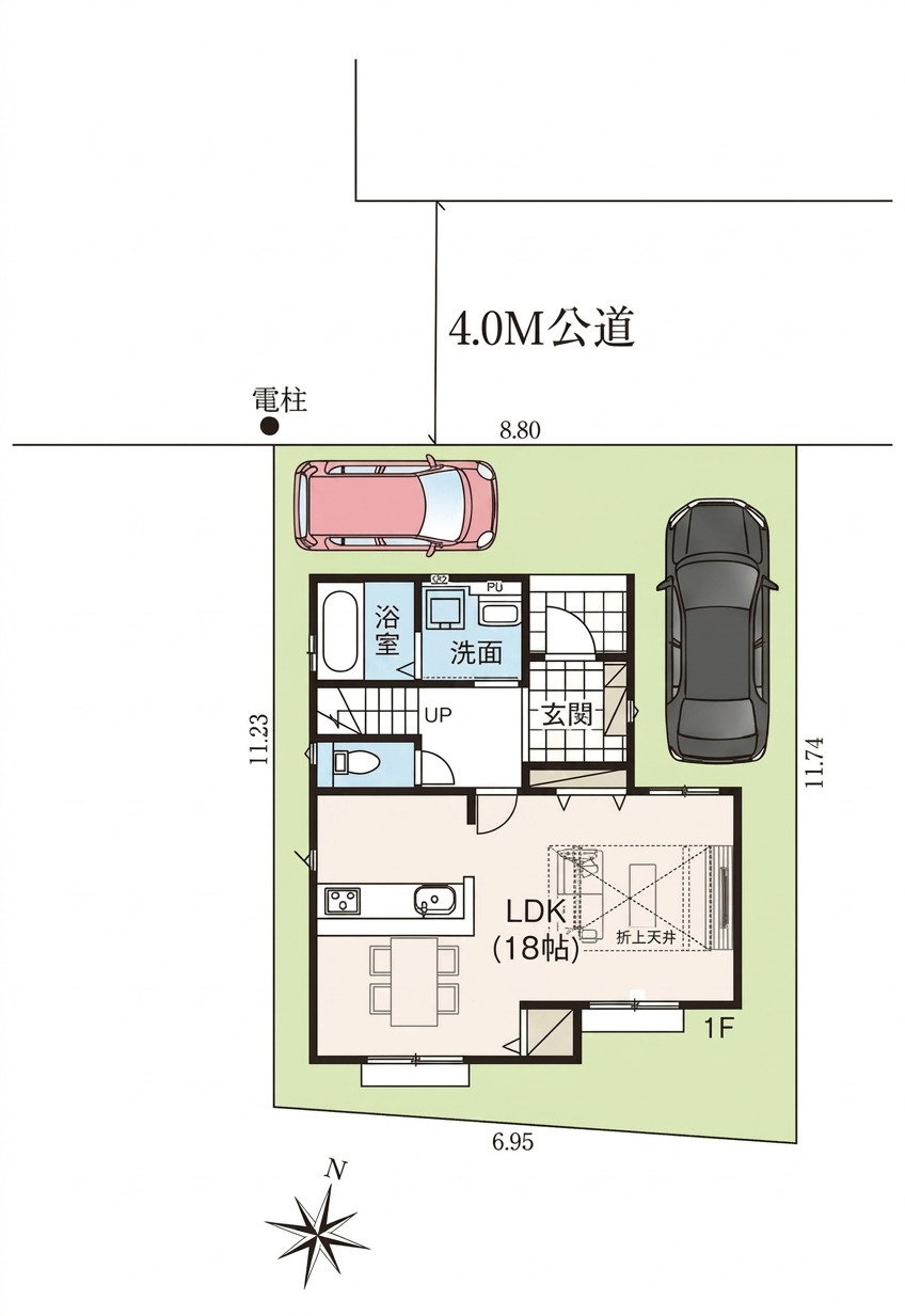 飯能市笠縫・全1棟　新築一戸建　～LDK18帖～の区画図|駐車2台可能です。(車種制限あり)