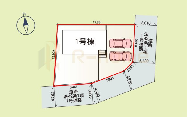土浦市天川第4　新築戸建て　1号棟の区画図|大きなお買い物だからこそ、メリット・デメリットを伝えさせて頂きます。
R-homeにお任せください♪