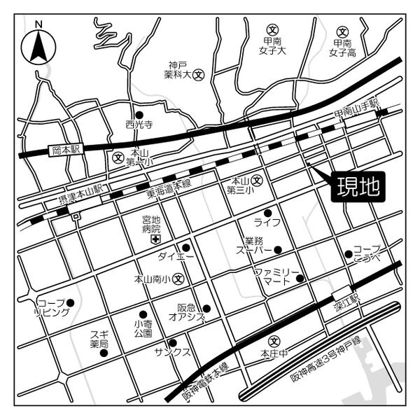 甲南山手ミオの地図