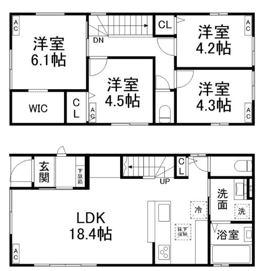 加古郡播磨町北本荘１丁目　　　山陽電鉄「播磨町駅」徒歩12分の間取り