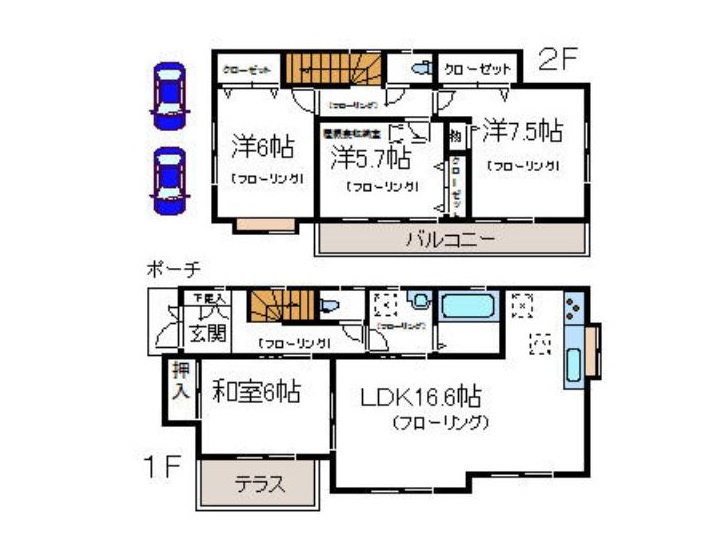 取手市紫水1丁目　中古戸建の間取り