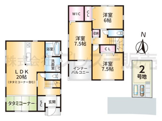 【間取り】 | ２号地間取図