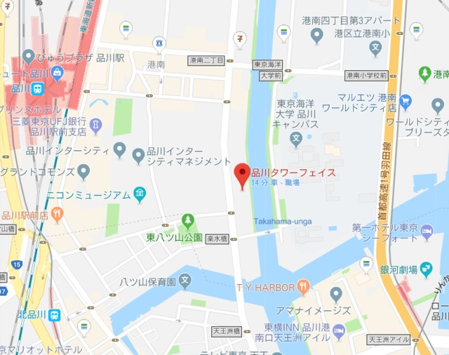 港区港南２丁目の賃貸マンションの地図