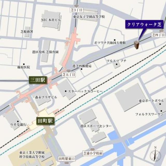 港区芝４丁目の賃貸マンションの地図