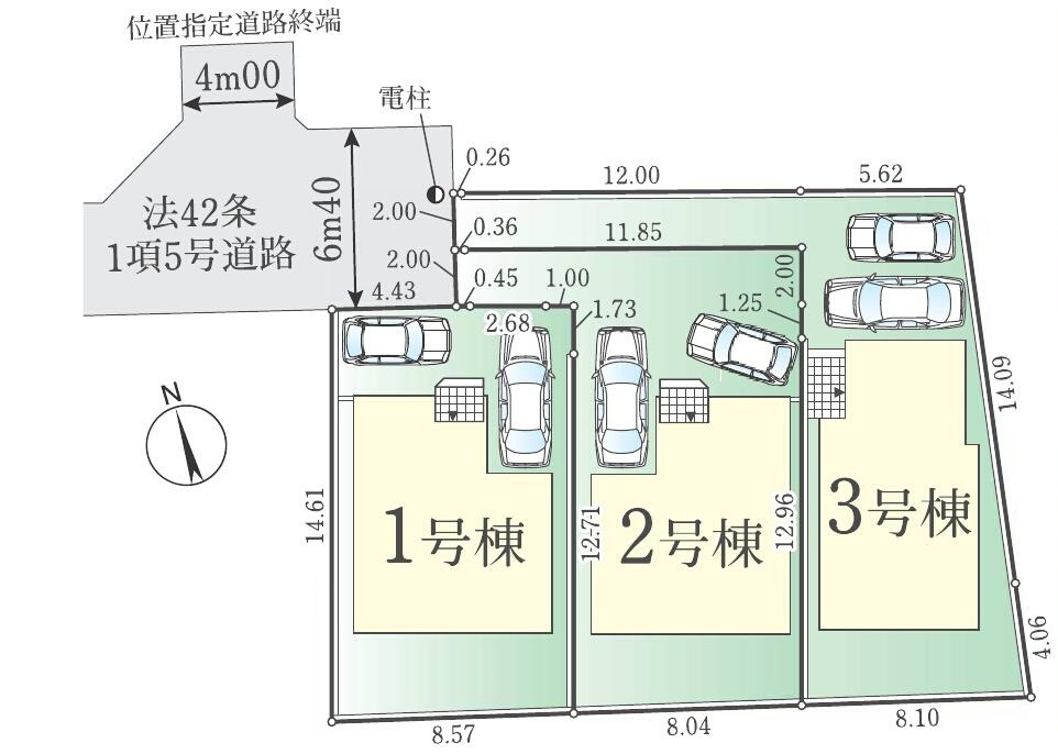 西武多摩川 新小金井駅 12分 新築戸建 小金井市中町1丁目の区画図