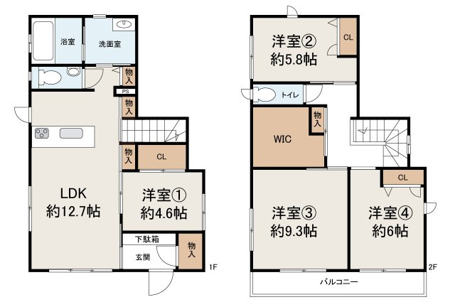 岸和田市門前町1丁目　中古戸建の間取り