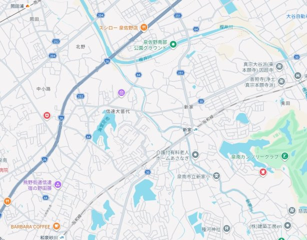 ◆泉南市信達大苗代　新築一戸建ての地図