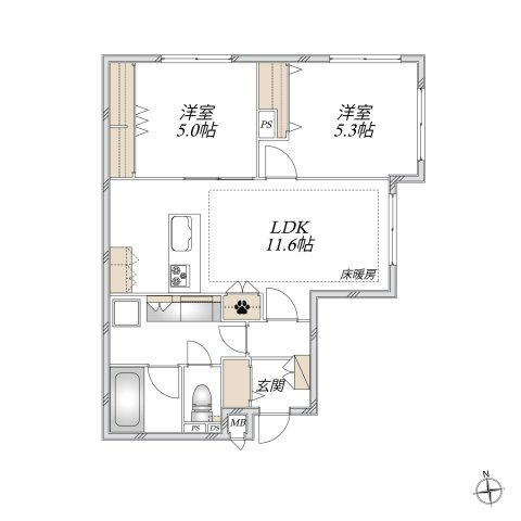 【間取り】 | クレッセント自由が丘 | 2LDK