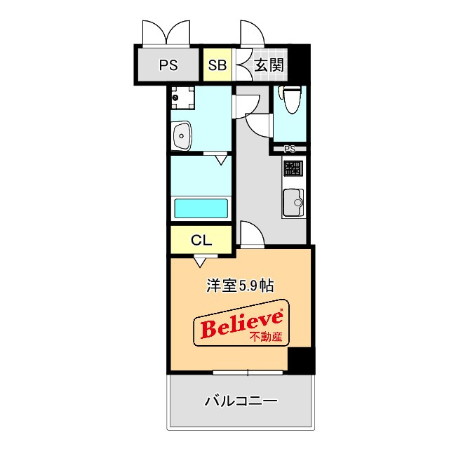 ムーンリバーJR久留米駅前の間取り|使い勝手の良い間取りです♪