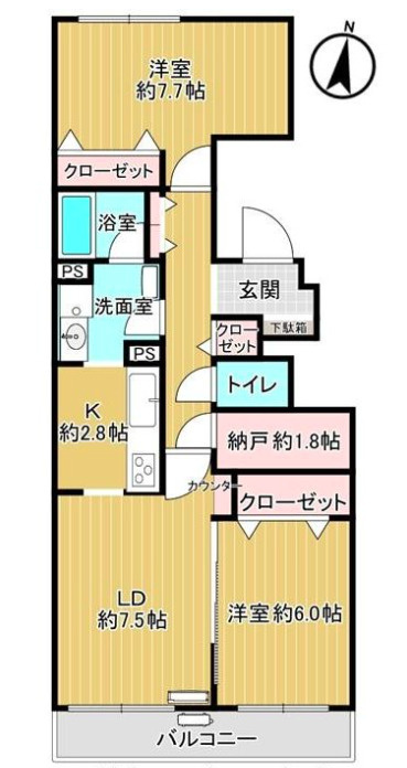 山鼻サンタウン七号館の間取り