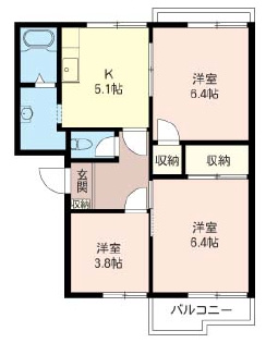 ジュネス栗原の間取り|反転・角部屋タイプ