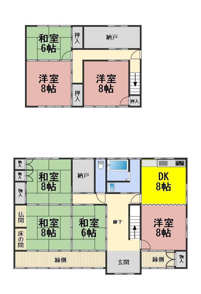 ６６５３９　岐阜市一日市場北町中古戸建ての間取り
