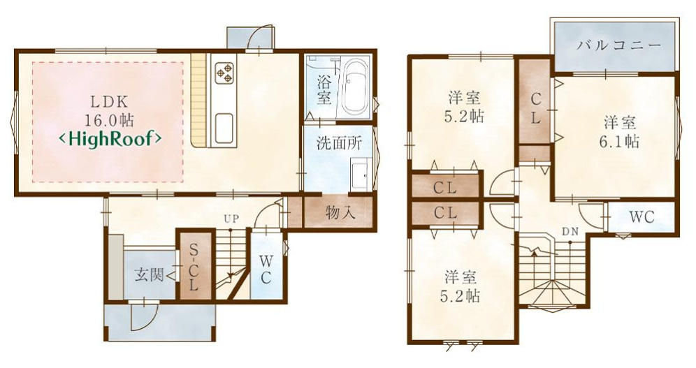 島崎町　新築一戸建ての間取り
