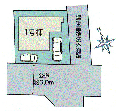 昭島市朝日町4丁目　新築戸建全1棟の区画図
