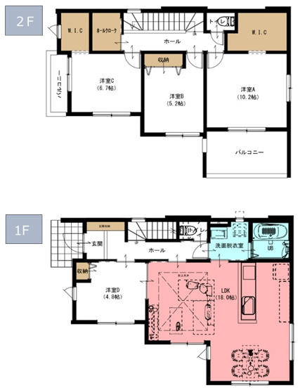 【間取り】 | 【新築分譲住宅　～ LIGARE　リガーレ～　】寒河江市日田　1期1棟 | (1号棟)、価格2498万円、4LDK、土地面積175.02㎡、建物面積106.93㎡ 