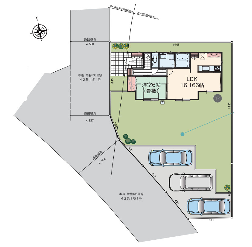水戸市堀町25-P1　新築戸建の区画図
