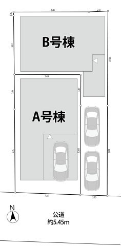 ＜LIBERi リーベリー＞大田区田園調布南　土地30坪超　南道路の新築分譲住宅全2棟の区画図