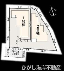 茅ケ崎市旭が丘　新築戸建　全２棟の区画図|対象2号棟