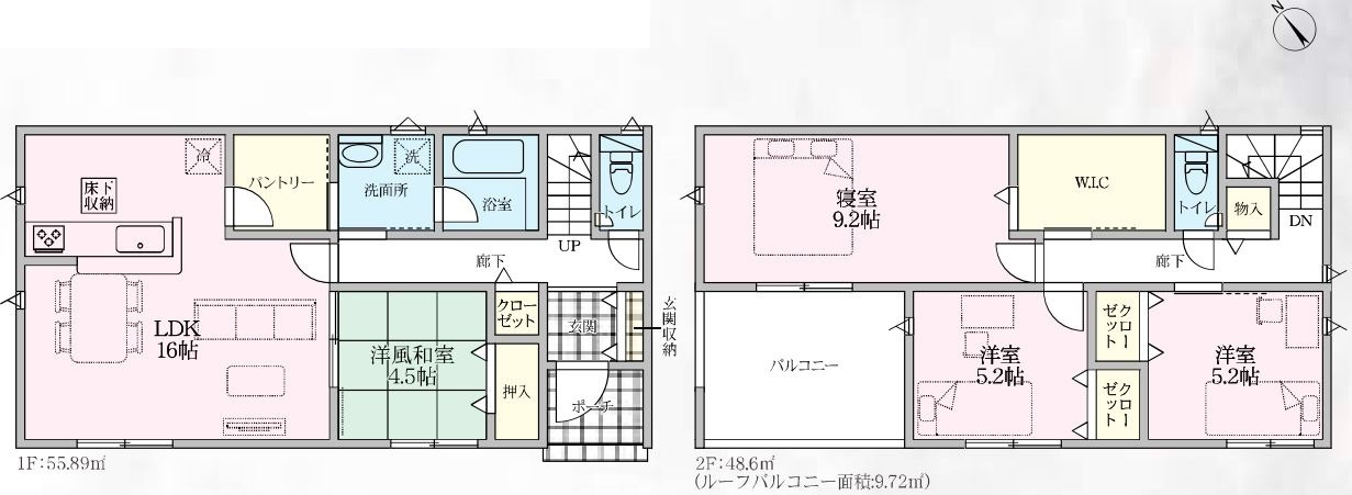 寄居町用土第４　の間取り|１号棟間取り図