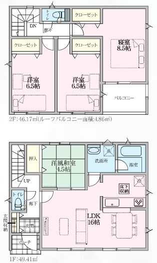 寄居町用土第４　の間取り|２号棟間取り図