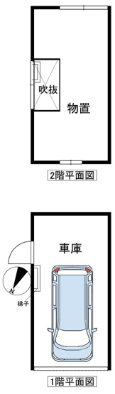 【駐車場】 | 黒石市青山 平屋3K中古住宅・土地70坪・シッター車庫付き | 一階車庫軽自動車までです。二階は物置きです。