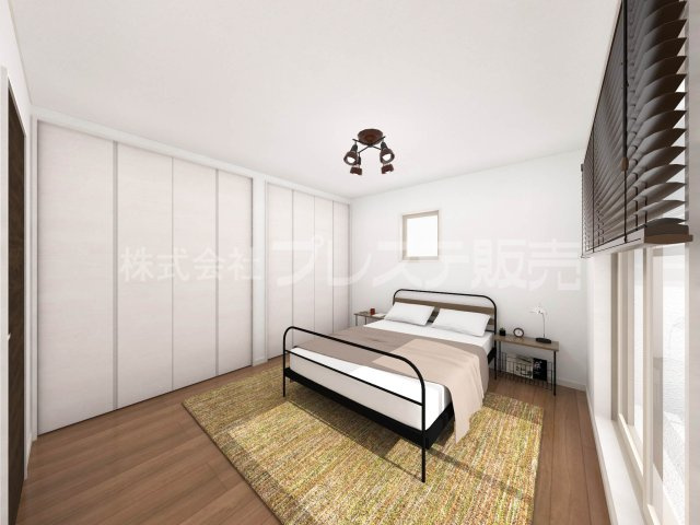 奈良市平松４丁目の新築一戸建 全７区画の洋室|３号地２階洋室（主寝室）完成イメージ／南向きですので、陽あたり良好です♪