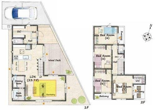 戸建 東村山市萩山町２丁目の間取り|ゆとりある３LDK+納戸と、自慢のウッドデッキ！ゆとりあるLDKで快適な暮らしを実現します。