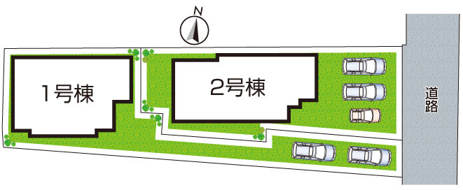 亀岡市荒塚町鍛冶ケ嶋　新築一戸建ての区画図|全2区画