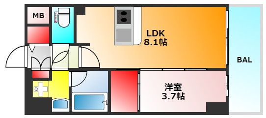 レオンコンフォート難波クレア の間取り|現状有姿