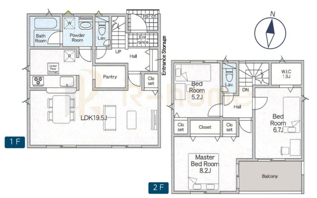 つくば市安食第2　新築戸建て　1号棟の間取り|3LDK＋WIC＋パントリー、土地面積166.74m2、建物面積95.58m2