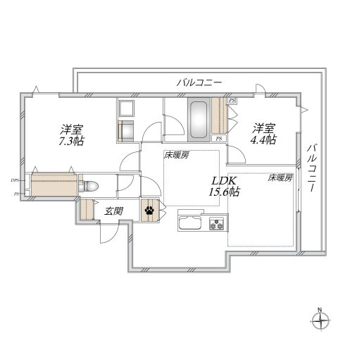 オカバ八王子堀之内ヘーベルメゾンの間取り