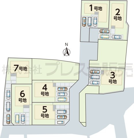 奈良市平松４丁目の新築一戸建 全７区画の区画図|全体区画図