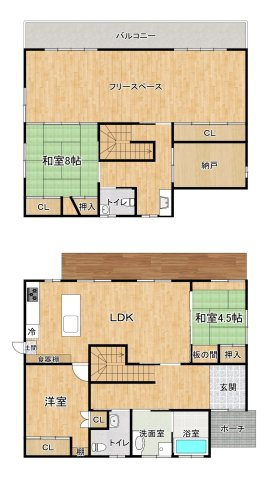 藤光1丁目戸建ての間取り|使い勝手の良い間取りです♪
