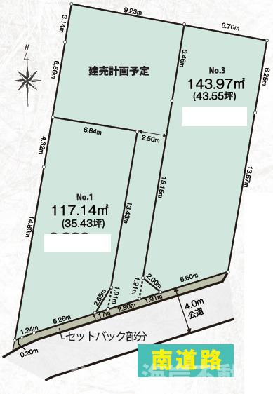 茅ヶ崎市美住町　売地　全2区画の土地図|対象No2