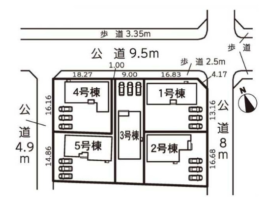 売新築戸建　中央区遠州浜二丁目の区画図