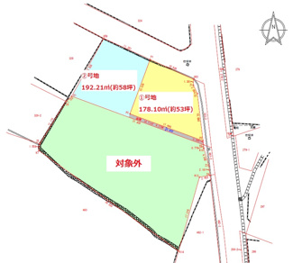 【土地図】 | 糸満市喜屋武（全2区画）2号地 | 全2区画　①約53坪：680万円　②約58坪：530万円（一括売り可♪）