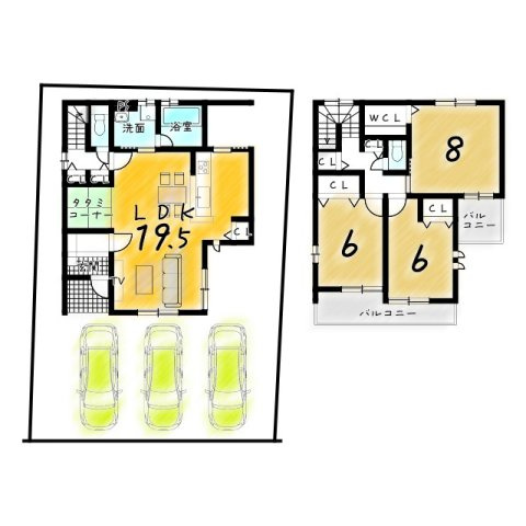 上桂御正町　建築条件無土地の参考プラン|【新築参考プラン】建物価格2199万円、建物面積94.19m2
建築確認申請費用120万円・外構費用130万円・住宅省エネルギー性能証明書発行費用11万円別途要（※全て税込）