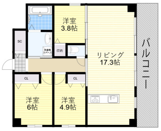 【間取り】 | ParkHillｓ安堂寺町
