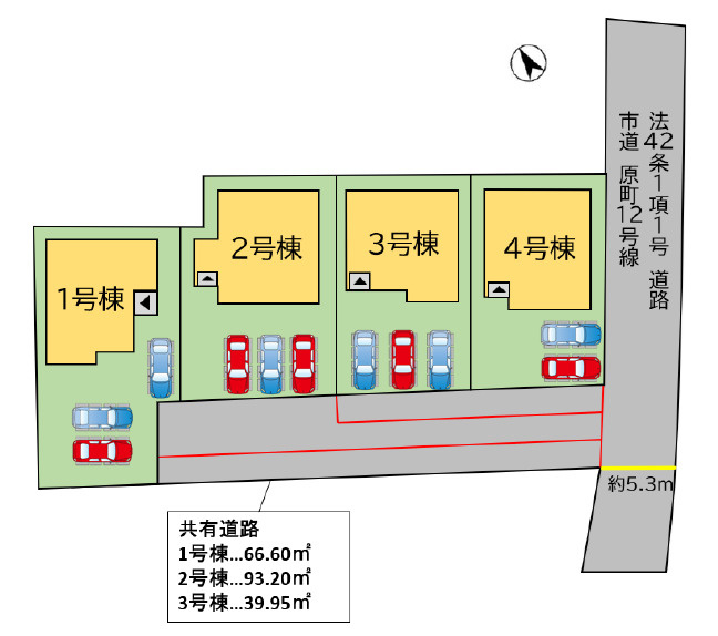 宗像市原町1期 2号棟の区画図