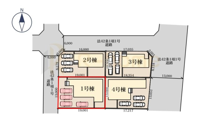第2八千代町菅谷　新築戸建て　1号棟の区画図|大きなお買い物だからこそ、メリット・デメリットを伝えさせて頂きます。
R-homeにお任せください♪