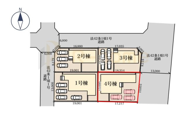 第2八千代町菅谷　新築戸建て　4号棟の区画図|大きなお買い物だからこそ、メリット・デメリットを伝えさせて頂きます。
R-homeにお任せください♪