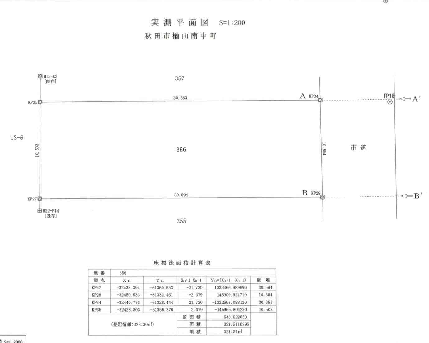 【売土地】秋田市楢山南中町の土地図