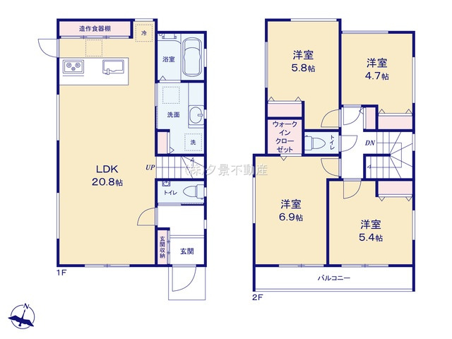 《仲介手数料無料》ふじみ野市福岡中央２丁目15-9新築一戸建てフェリシティの間取り