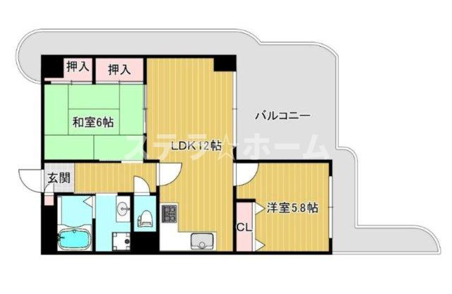 エバーグリーン淀川2号棟の間取り|2LDKの物件です