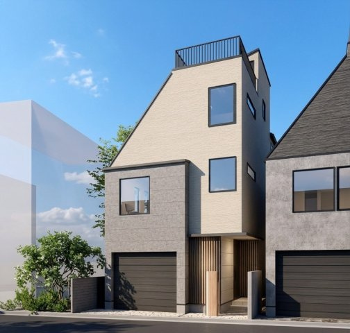 中野区新井1丁目 全2棟 A号棟の完成予想図|建物面積125.57㎡　シャッター付ガレージ♪♪　ルーフバルコニー付
大変ご好評につき早くも最終1棟のご紹介です
(イラストは図面を基に起こしたもので実際のものとは多少異なる場合がございます)