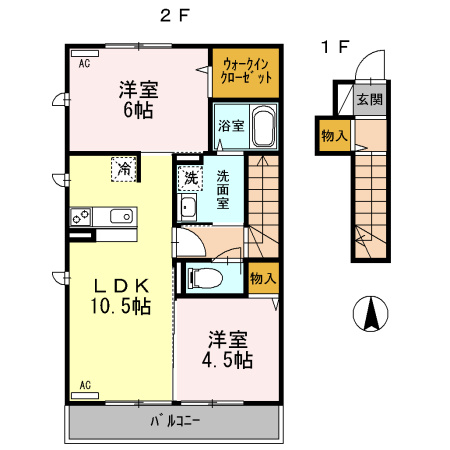 三鷹市深大寺２丁目のアパートの間取り
