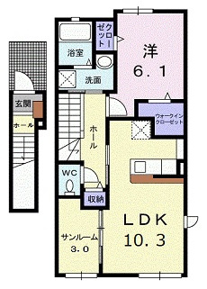 安芸高田市吉田町国司のアパートの間取り