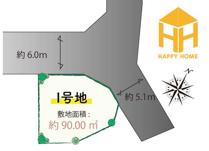 尼崎市田能4丁目建築条件無し土地｜全9区画＋90㎡の土地図|※図面と現況が異なる場合は、現況を優先します。